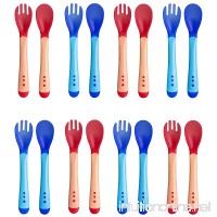 Set of 16 – Blue and Pink Soft Tip Plastic Baby Feeding Spoons and Forks  Gum-Friendly First Stage Baby Spoons and Forks  Infant Safety Training Spoons and Forks - B07DW36D7M